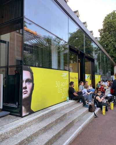 Outside festival venue Crossing Europe in 2024