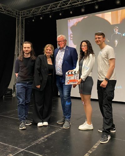 Composer Michael J. Keplinger, producer Lena Kroemer, Eisenstadt mayor Thomas Steiner, director of photography Patricia Melicha and director Kilian Mayer at the premiere of For A While