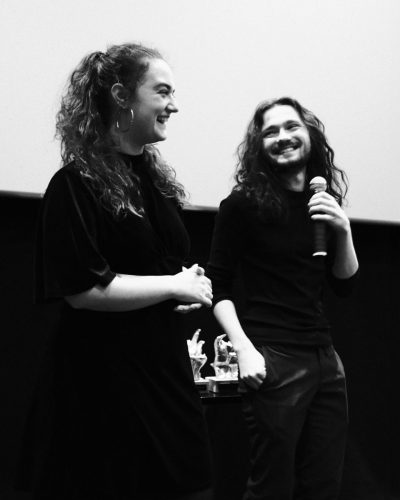 Simona Ascher and Michael J. Keplinger during the QA at Fright Nights film festival