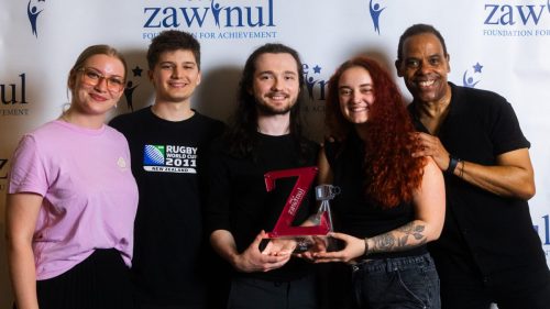 Alexandra Bogner, Niklas Strahammer, Michael J. Keplinger, Simona Ascher, and Tony Zawinul with the Zawinul Award For Achievement’s Creative Video Award